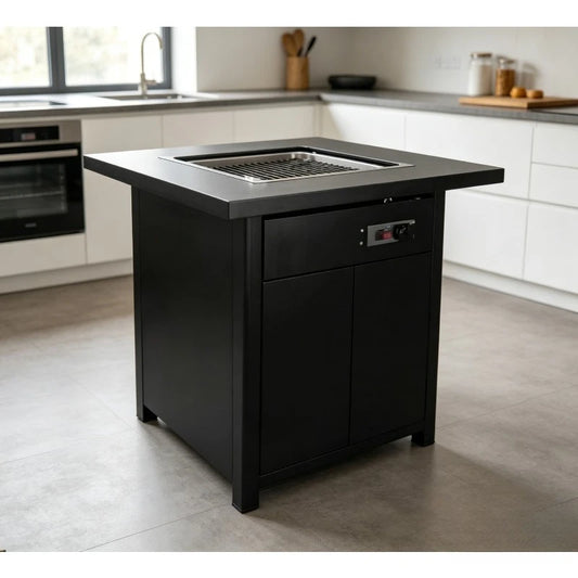 Square Gas Fire Pit Table with Wind Guard