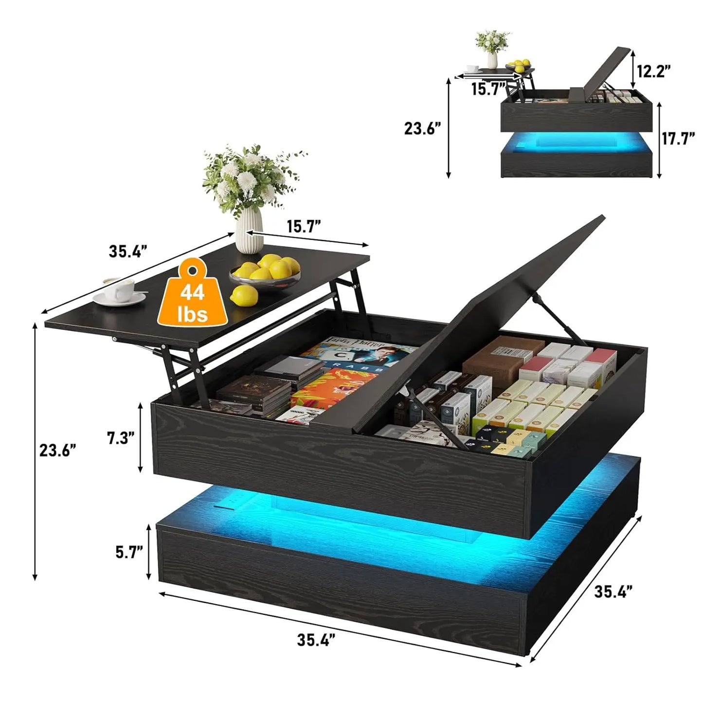 35.4" Square Lift Top Coffee Table