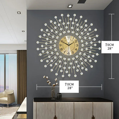 Gold Large Wall Clock Metal Silent
