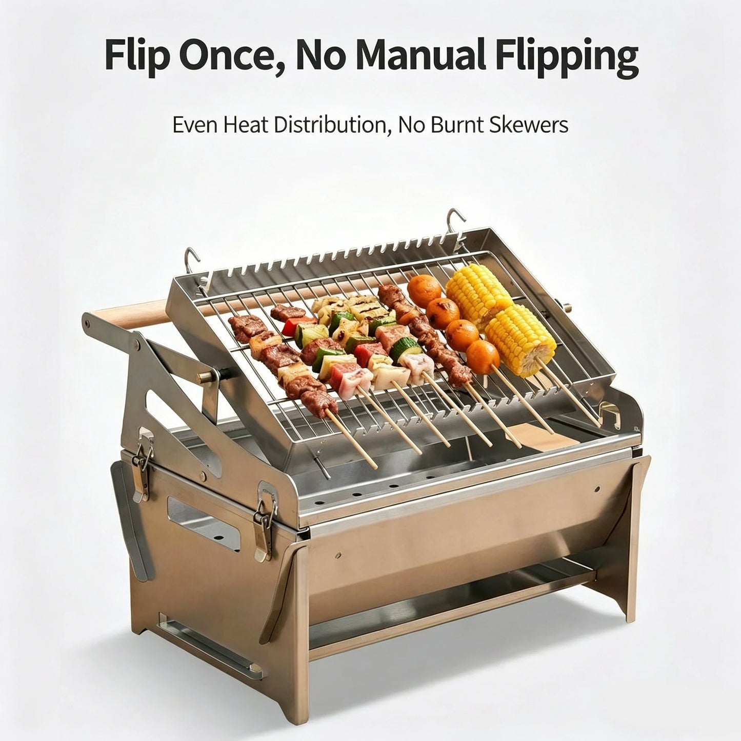 Portable 360° Foldable Flip Rotating Charcoal Grill