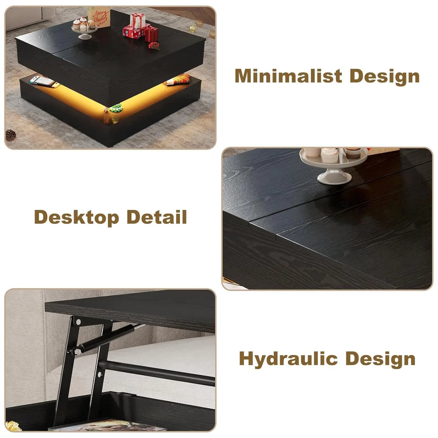 35.4" Square Lift Top Coffee Table