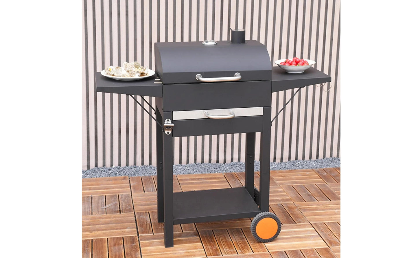 Wheeled Charcoal Barbecue Grill Domed Lid