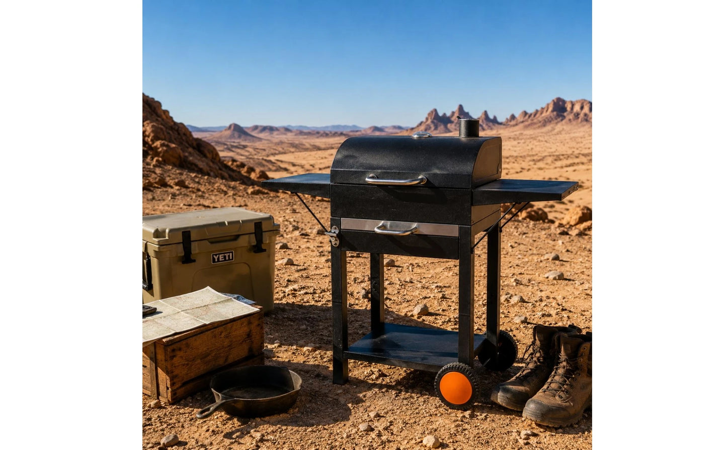 Wheeled Charcoal Barbecue Grill Domed Lid