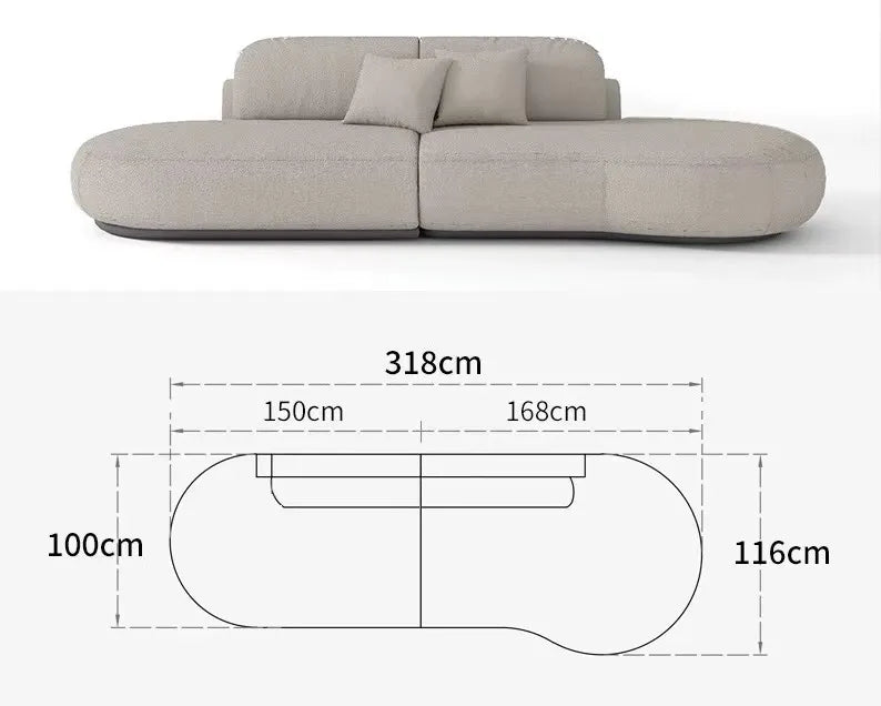 Italian U Shape Technology Fabric Sofa