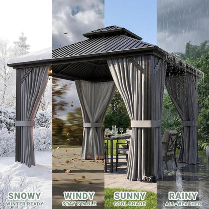 10'x12' Gazebo Hardtop Gazebo, Aluminum Frame