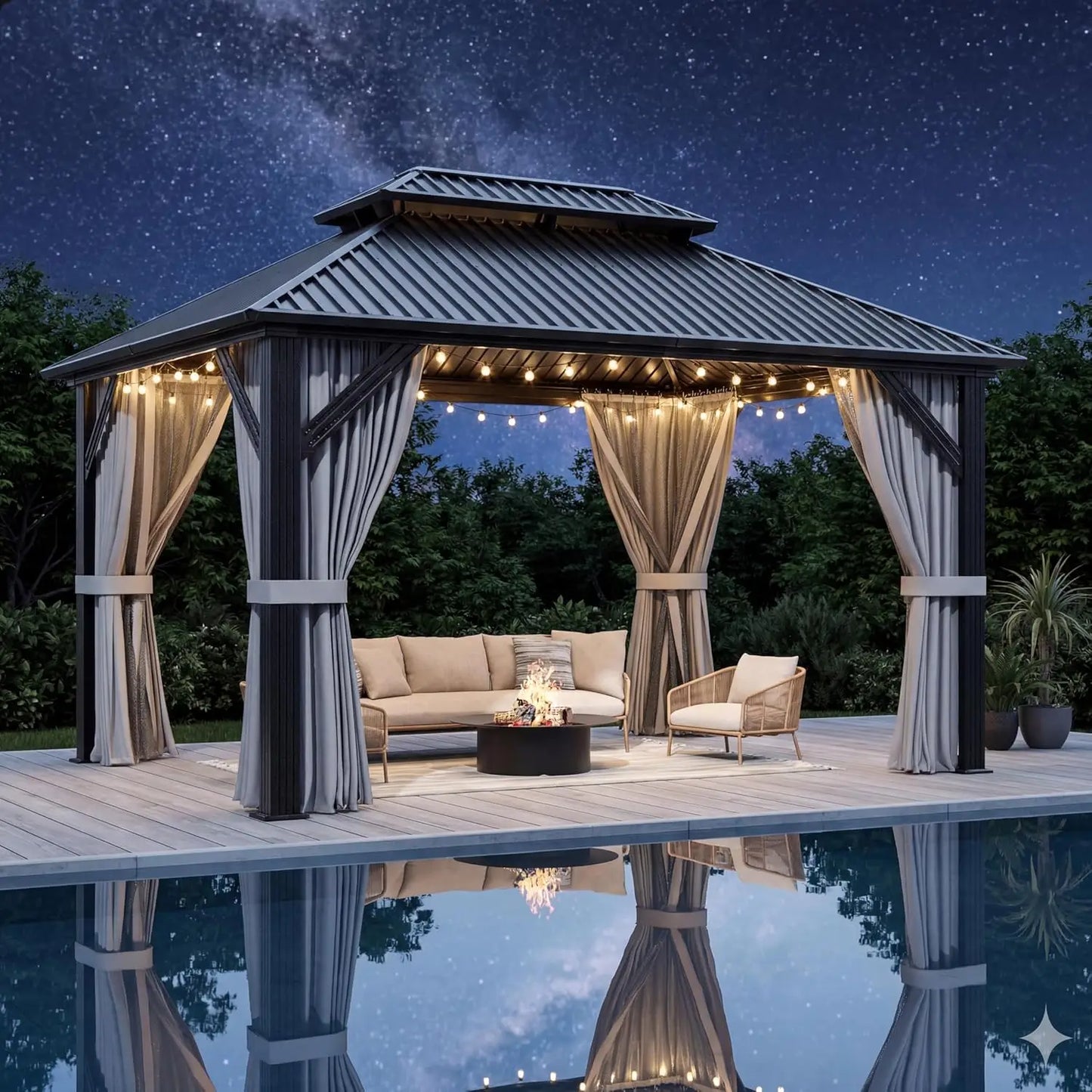 10'x12' Gazebo Hardtop Gazebo, Aluminum Frame