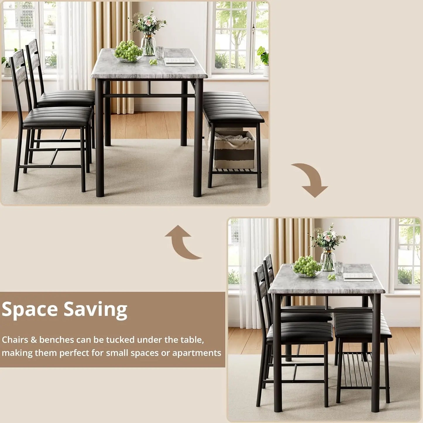 IRONCK Dining Table Set for 4
