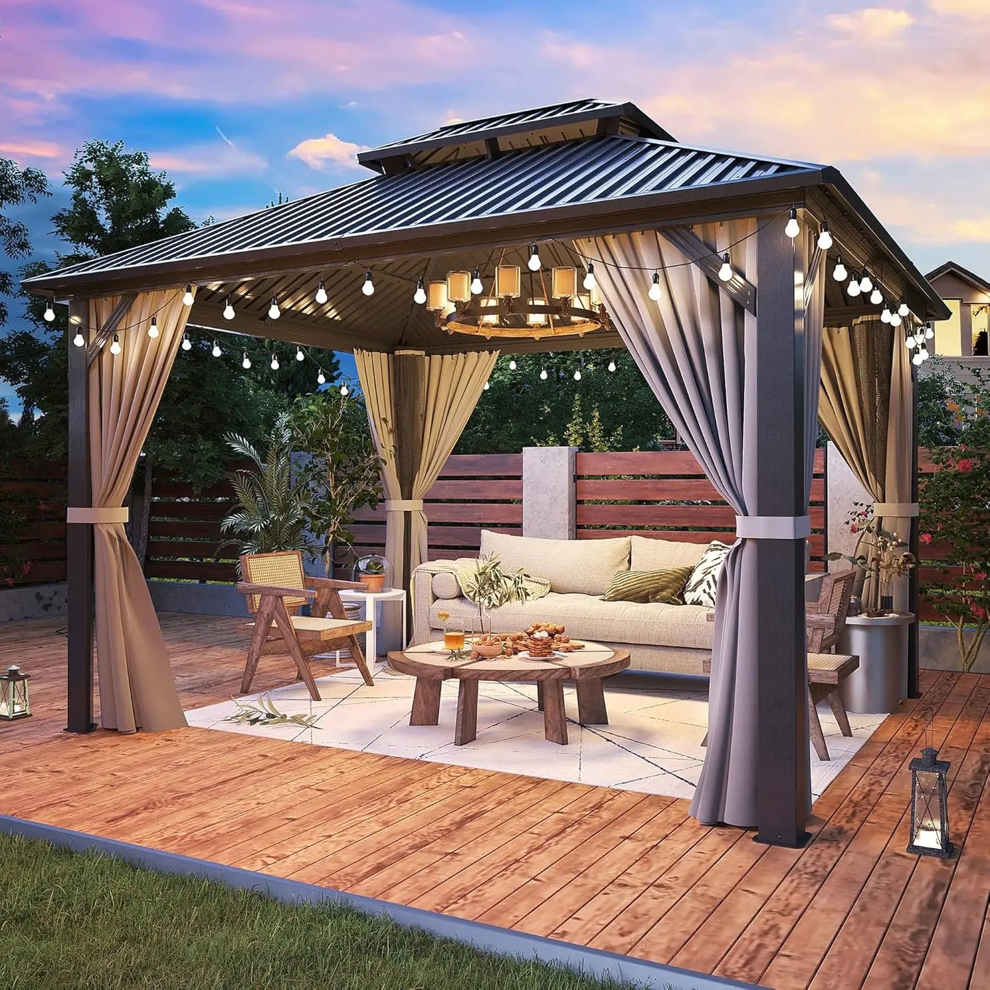 10'x12' Gazebo Hardtop Gazebo, Aluminum Frame