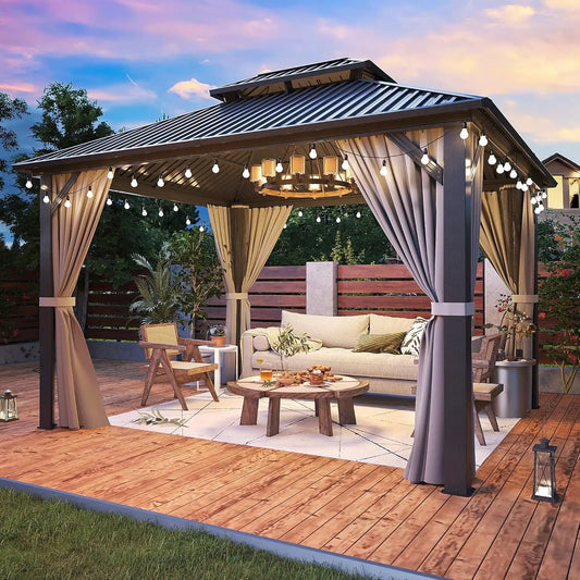 10'x12' Gazebo Hardtop Gazebo, Aluminum Frame