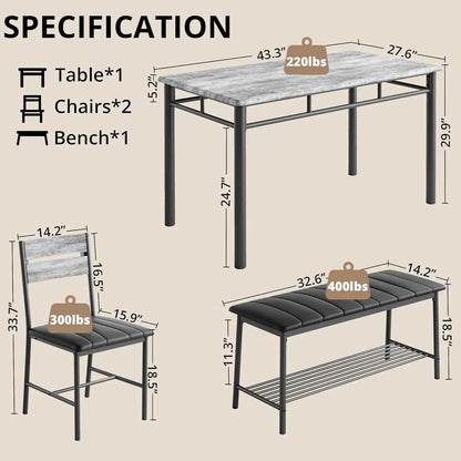 IRONCK Dining Table Set for 4