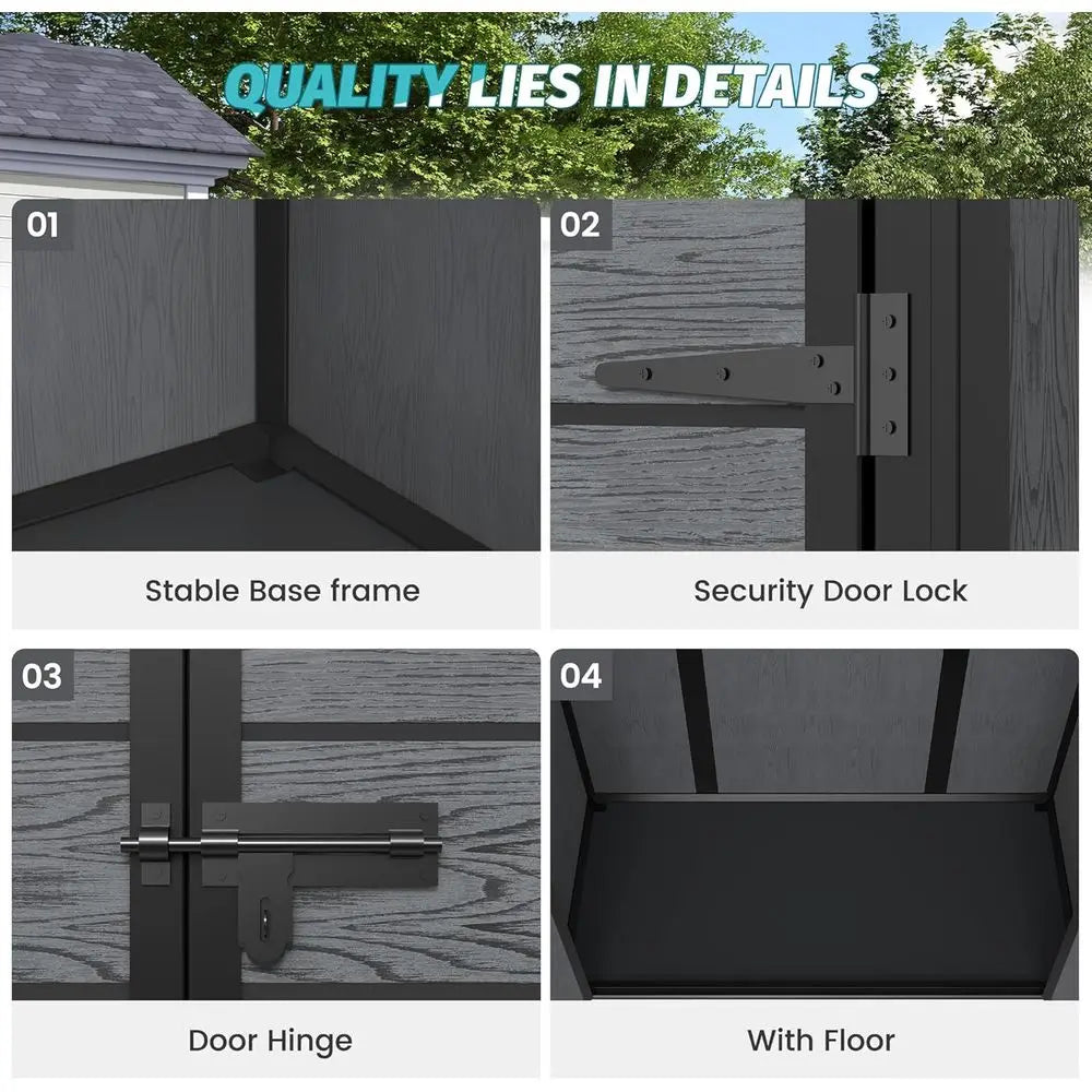 Outdoor Resin Storage Shed with Floor