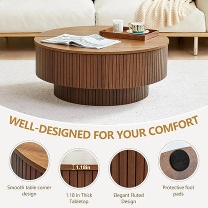 33 Inch Round Coffee Table With Lift Top