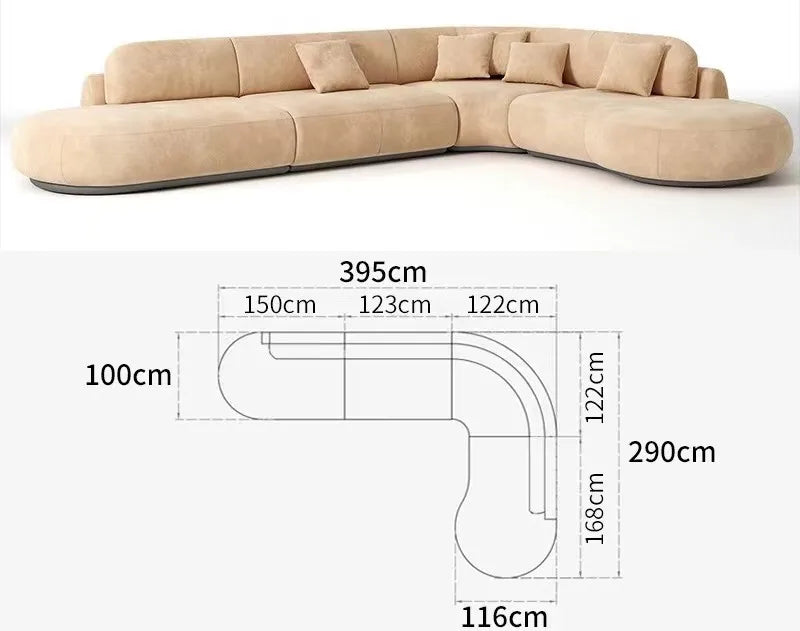 Italian U Shape Technology Fabric Sofa