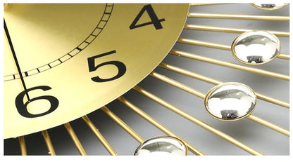 Gold Large Wall Clock Metal Silent