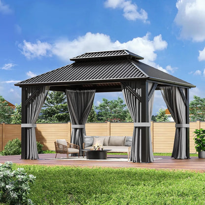 10'x12' Gazebo Hardtop Gazebo, Aluminum Frame