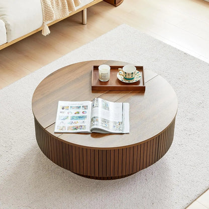 33 Inch Round Coffee Table With Lift Top