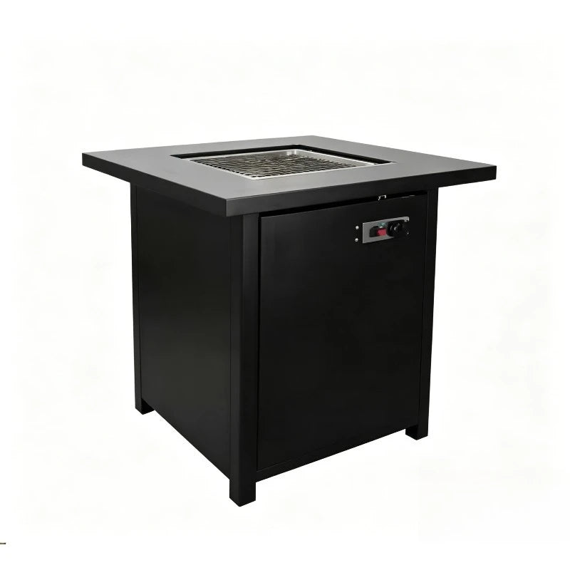 Square Gas Fire Pit Table with Wind Guard