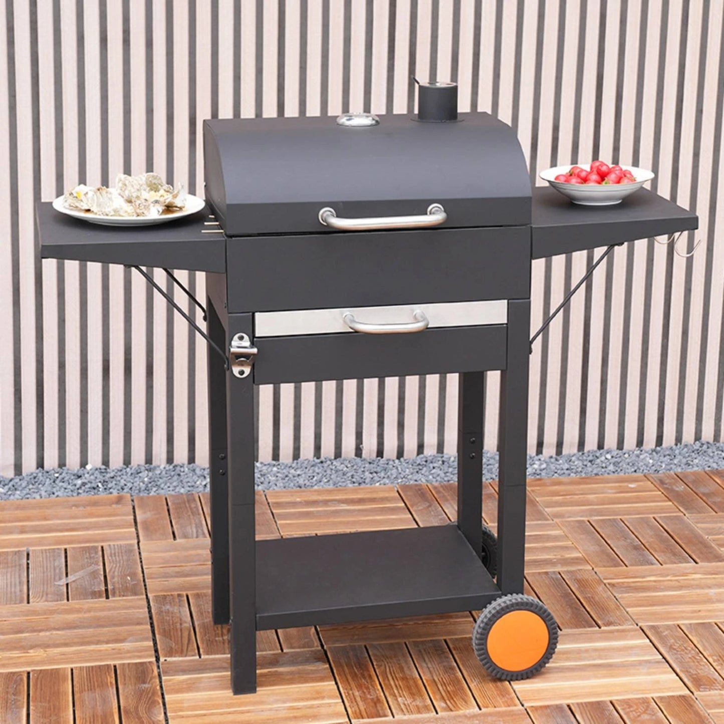 Wheeled Charcoal Barbecue Grill Domed Lid