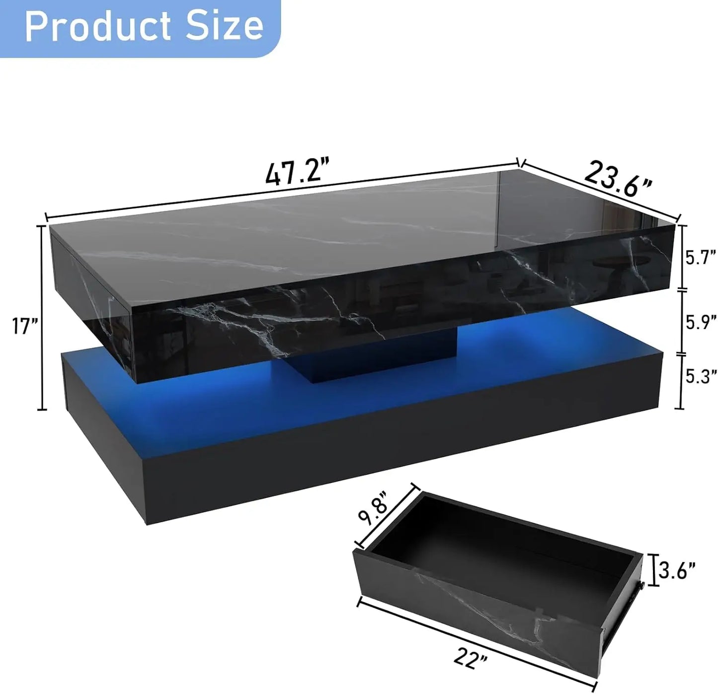 Modern Stylish Coffee Table with LED lights