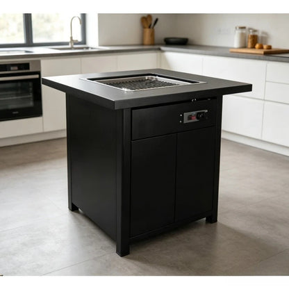 Square Gas Fire Pit Table with Wind Guard