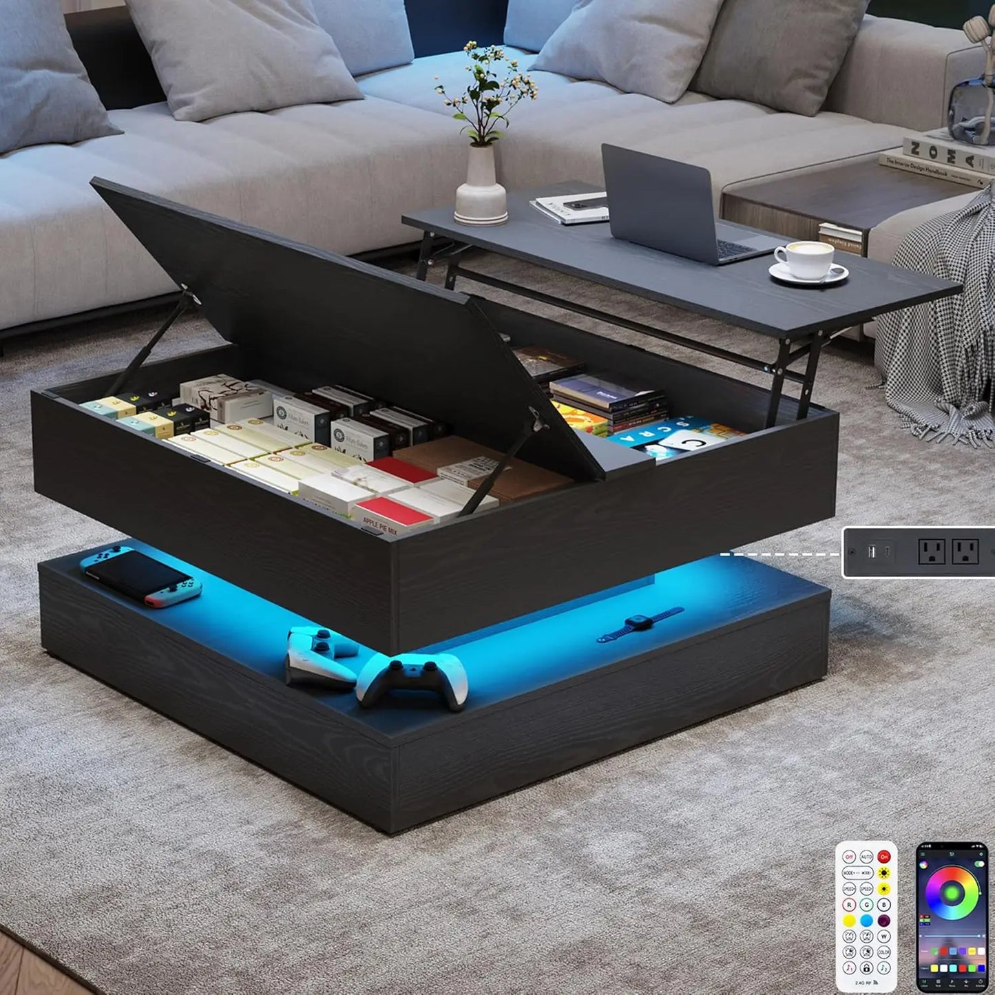 35.4" Square Lift Top Coffee Table