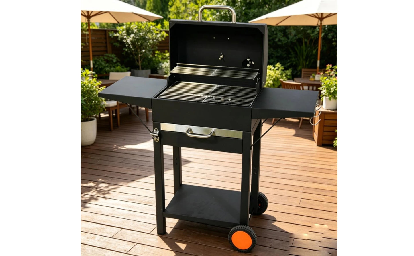 Wheeled Charcoal Barbecue Grill Domed Lid