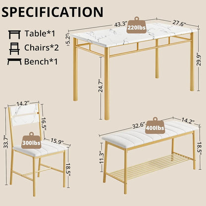 IRONCK Dining Table Set for 4