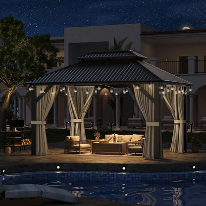 10'x12' Gazebo Hardtop Gazebo, Aluminum Frame
