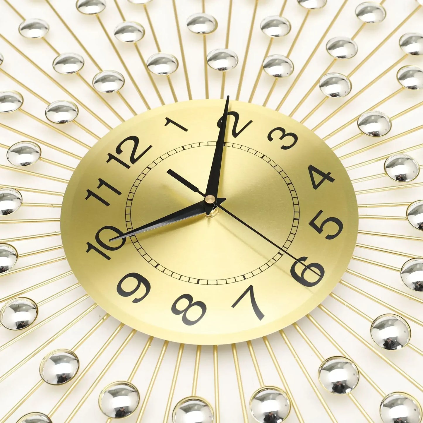 Gold Large Wall Clock Metal Silent