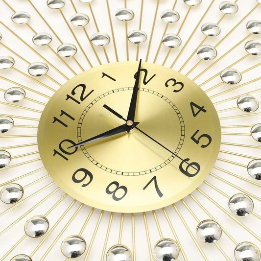 Gold Large Wall Clock Metal Silent