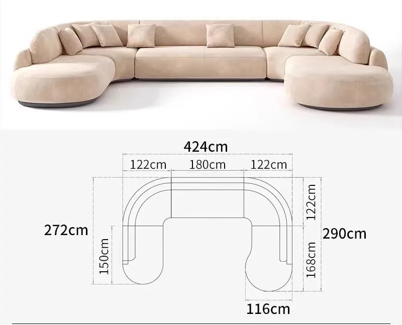 Italian U Shape Technology Fabric Sofa