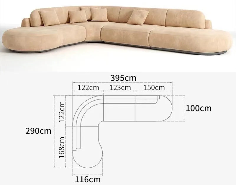Italian U Shape Technology Fabric Sofa