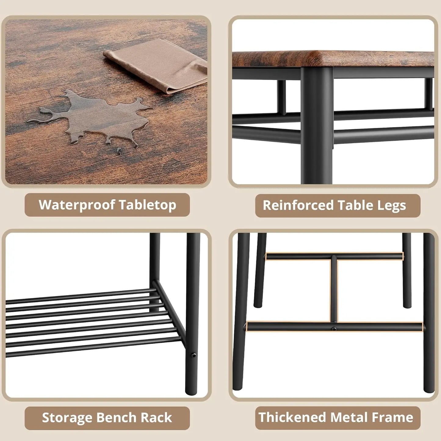 IRONCK Dining Table Set for 4