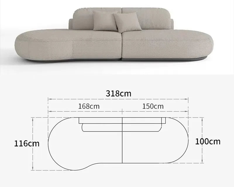 Italian U Shape Technology Fabric Sofa