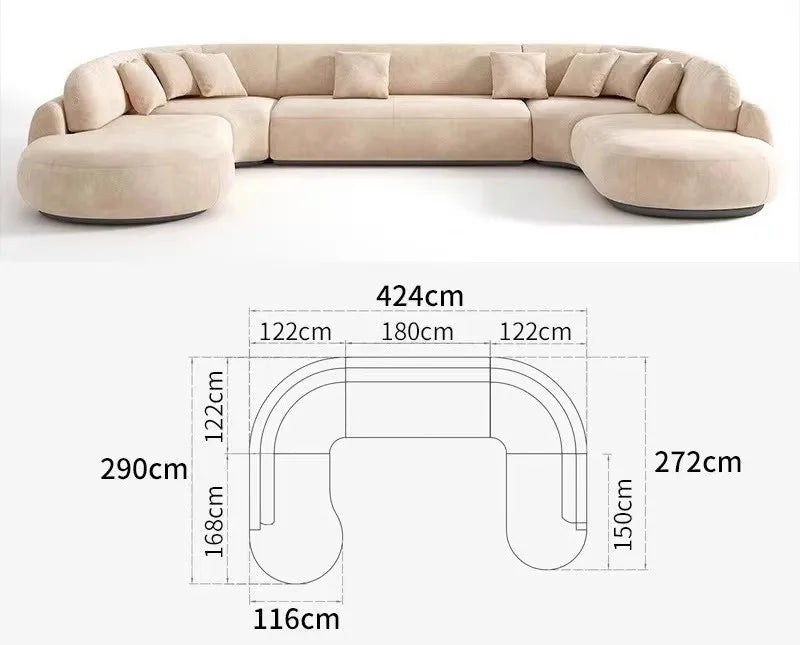Italian U Shape Technology Fabric Sofa
