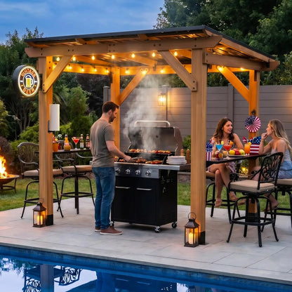 Grill Gazebo 6 x 8 FT,Cedar Wood BBQ