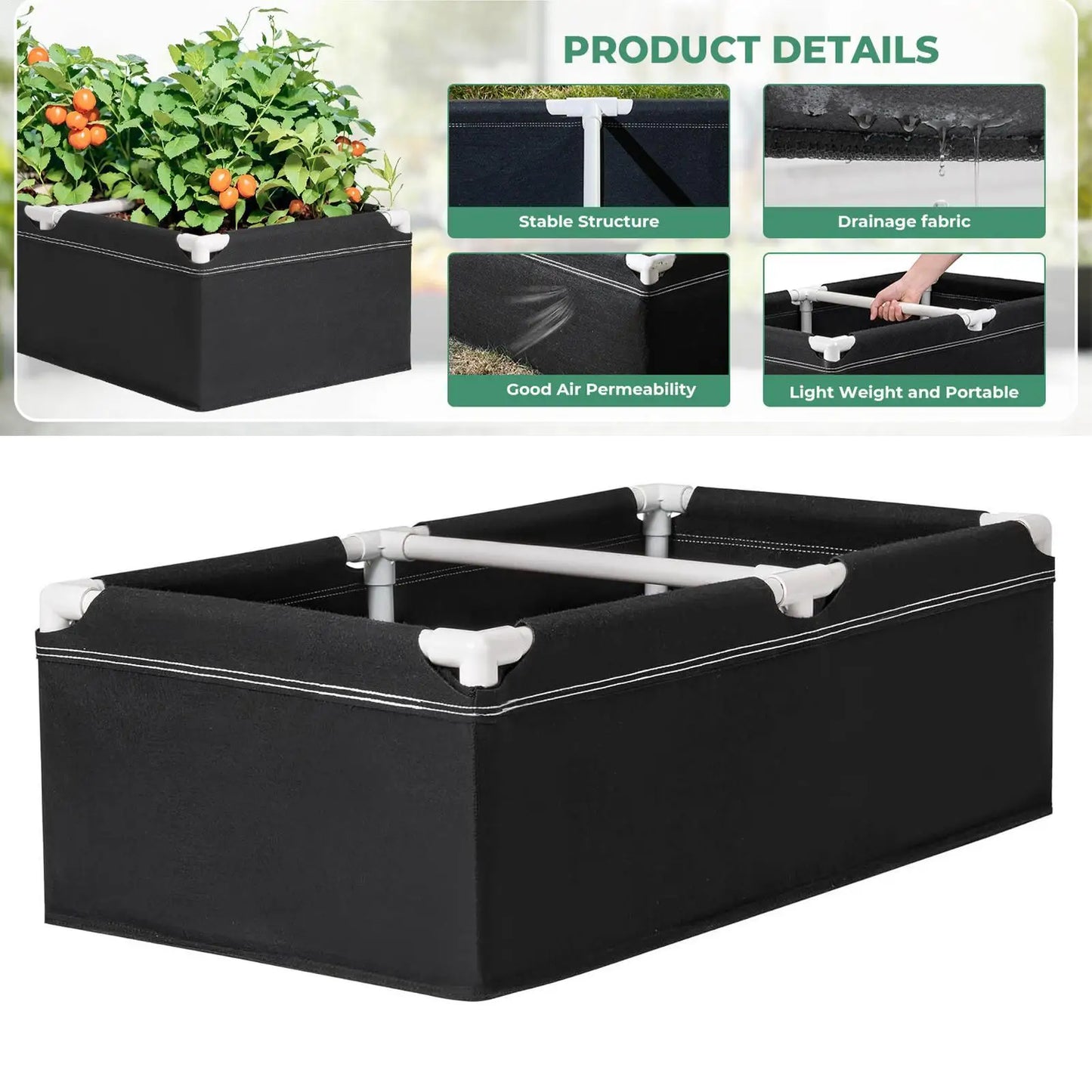 Fabric Garden Plant Bed Rectangular