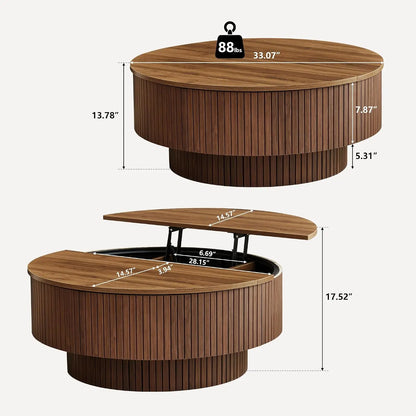 33 Inch Round Coffee Table With Lift Top