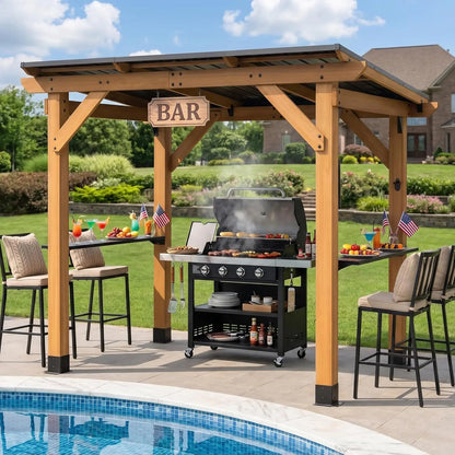 Grill Gazebo 6 x 8 FT,Cedar Wood BBQ