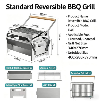 Portable 360° Foldable Flip Rotating Charcoal Grill