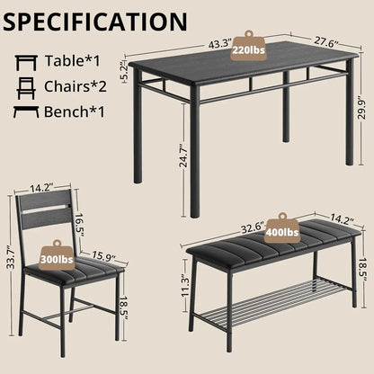 IRONCK Dining Table Set for 4