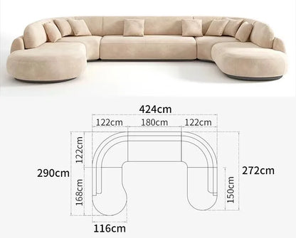 Italian U Shape Technology Fabric Sofa